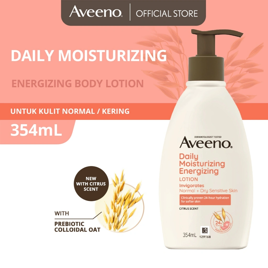 Aveeno Daily Moisturizing Energizing Lotion 354mL | Lotion Pelembap untuk Kulit Normal & Kering