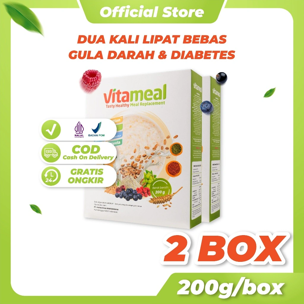VITAMEAL 2 Box Sereal Pengganti Nasi Bantu Mengontrol Gula Darah Menangakal Diabetes Kolesterol Diabetes Gula Alami