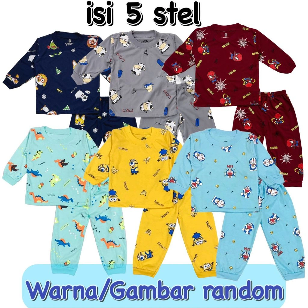 3S YEYA - (PAKET) BAJU TIDUR ANAK PP WARNA LAKI-LAKI/COWOK SETELAN/STELAN BAHAN KAOS KATUN