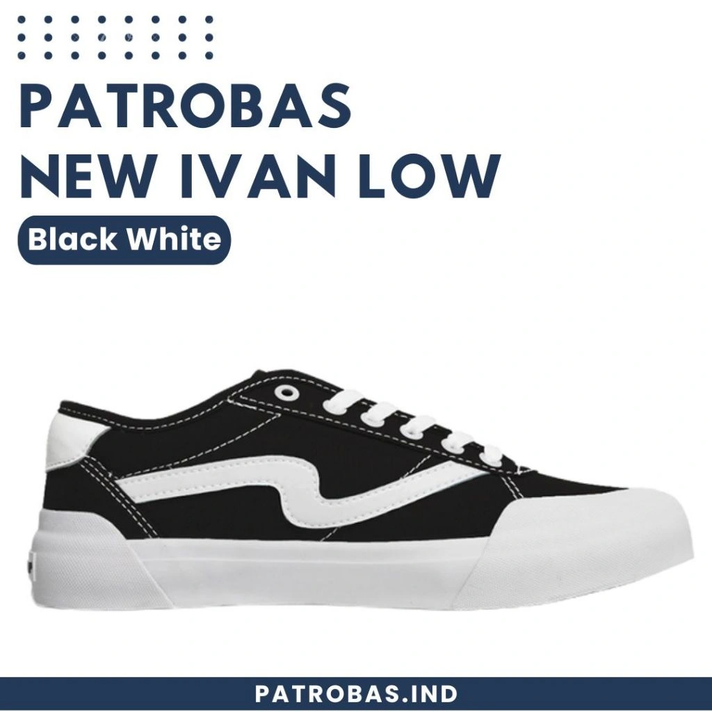 PATROBAS - SEPATU PATROBAS IVAN LOW BLACK WHITE - SNEAKERS - PETROBAS - SEPATU PRIA - SEPATU WANITA - SEPATU KANVAS - SEPATU PATROBAS ORIGINAL