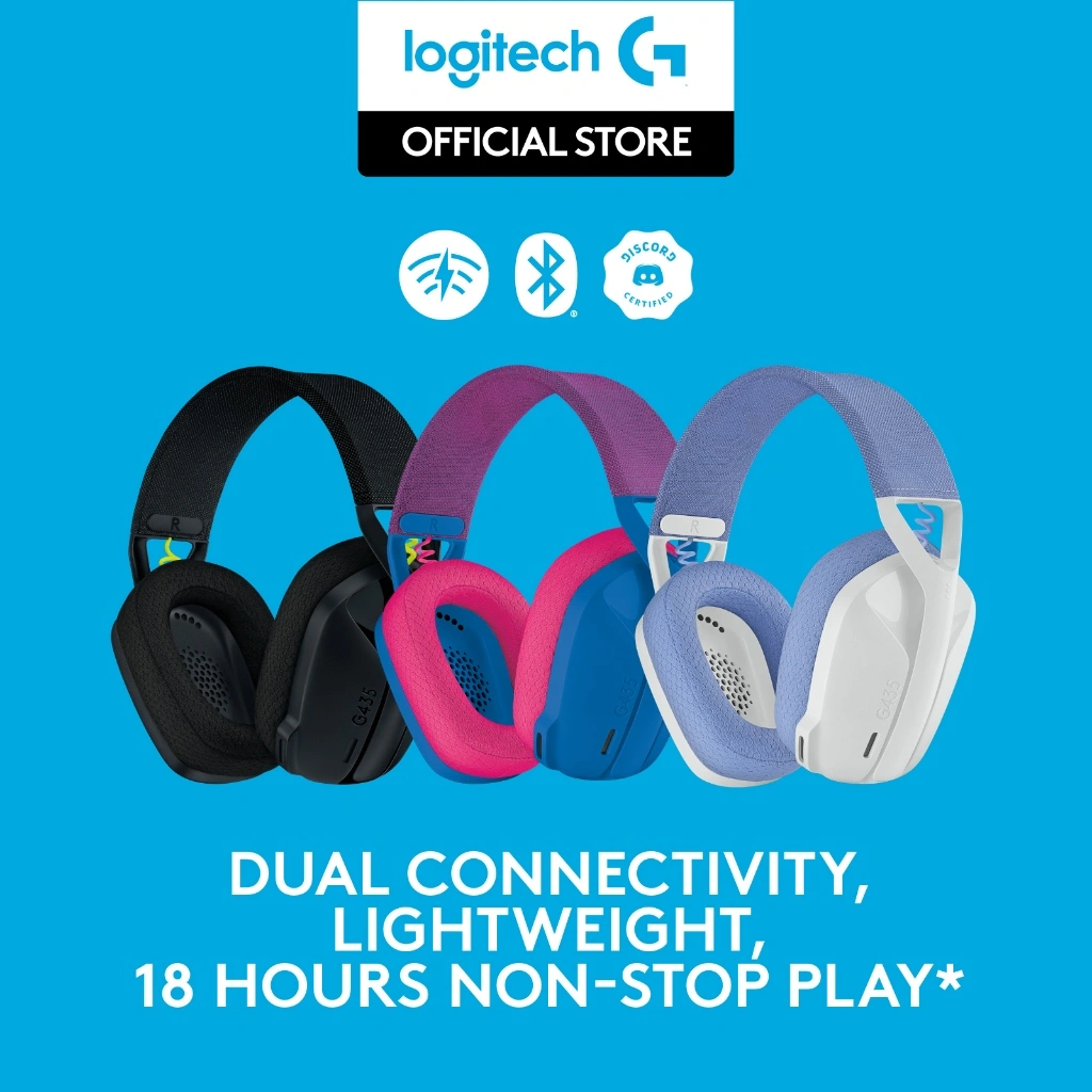 Logitech G435 Headset Gaming Lightspeed Bluetooth Wireless Surround Sound Ultra-light