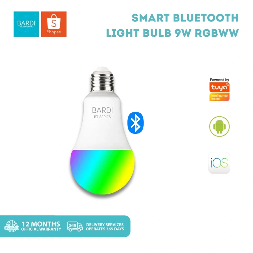 BARDI Smart Lamp BLUETOOTH BT 9W 9 Watt RGB WW Beacon Bulb Lampu LED ...