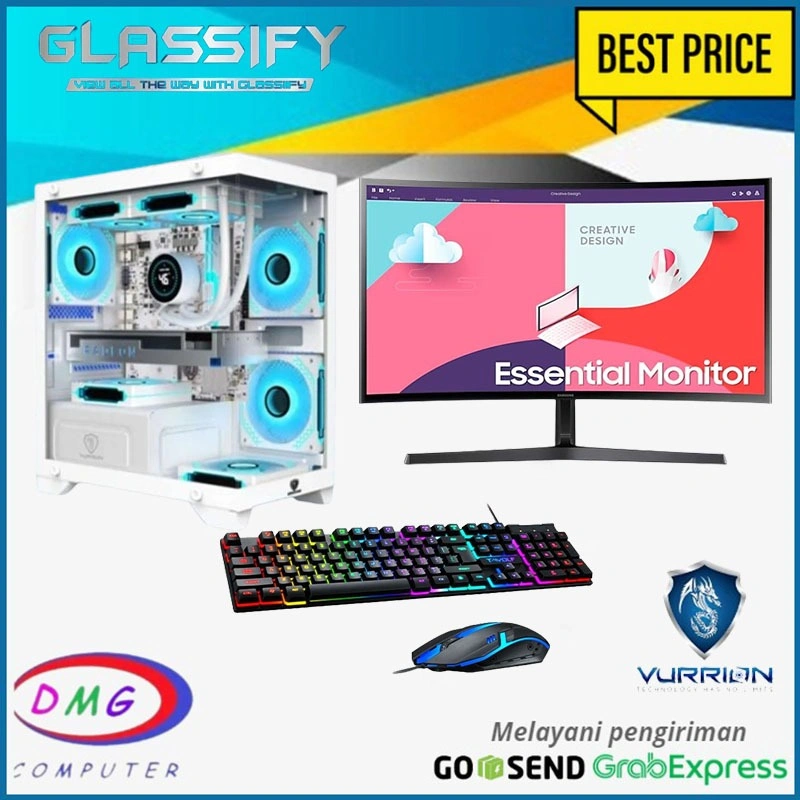 PC Gaming Fullset AMD Ryzen 5 5600GT SSD 256GB lengkap LED 24 144HZ inc Keyboard Mouse GAMING
