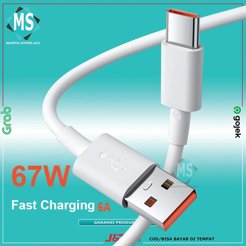 Kabel Charger MI Fast Charging Semua Type HP Kabel USB Tipe C Pengisian Cepat 6Amper xiaomi