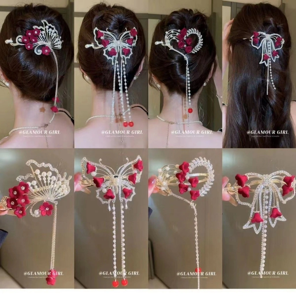 Jepit Rambut Korea Jedai Rumbai Kupu2 Fashion Wanita Elegan High Quality Impor Clips