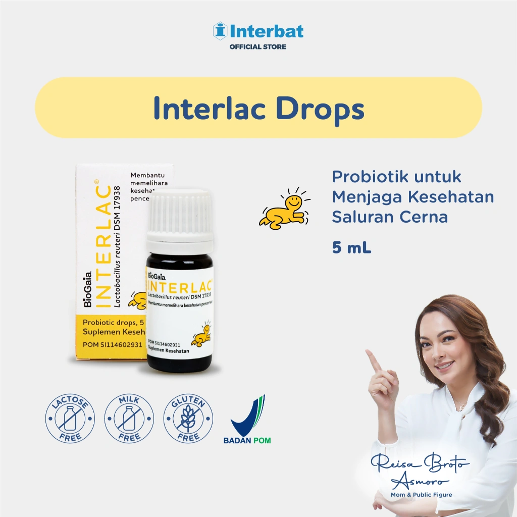 Interlac Probiotik Drops 5ml - Membantu Menjaga Kesehatan Saluran Cerna Bayi dan Anak