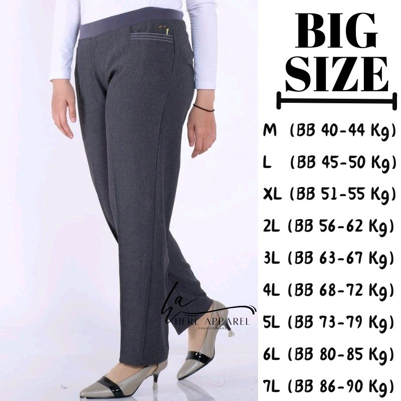 Celana Kerja Wanita Kantor Pinggang Karet Kantor High Waist Standar dan Jumbo Size M L XL 3L 4L 5L 6L 7L Bisa Bayar Dirumah COD