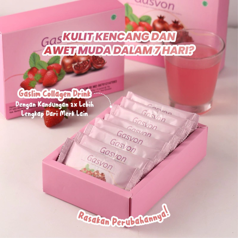 Gasvon - Suplemen Pemutih Kulit BPOM 1 Pack GASVON Drink Collagen/BPOM/HALAL
