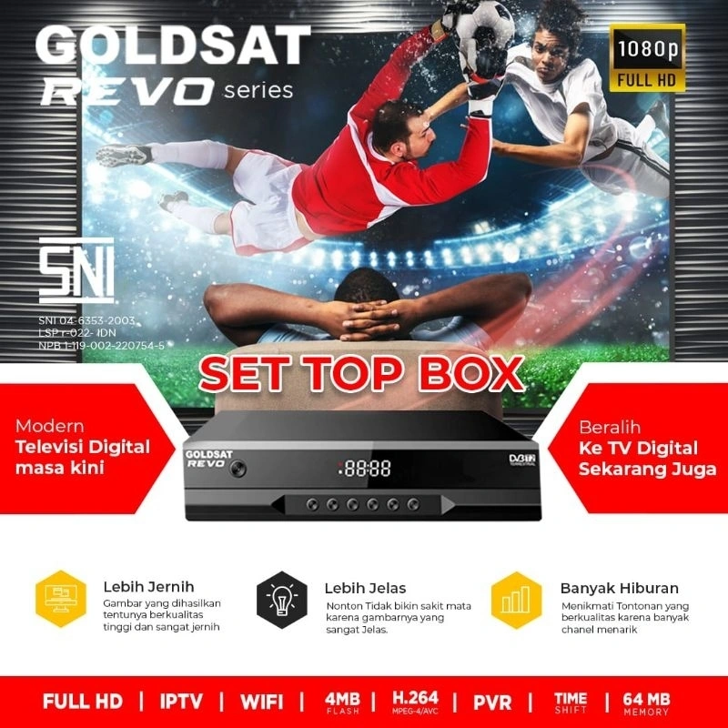 Set Top Box TV Digital Goldsat Revo DVB T2 Receiver STB