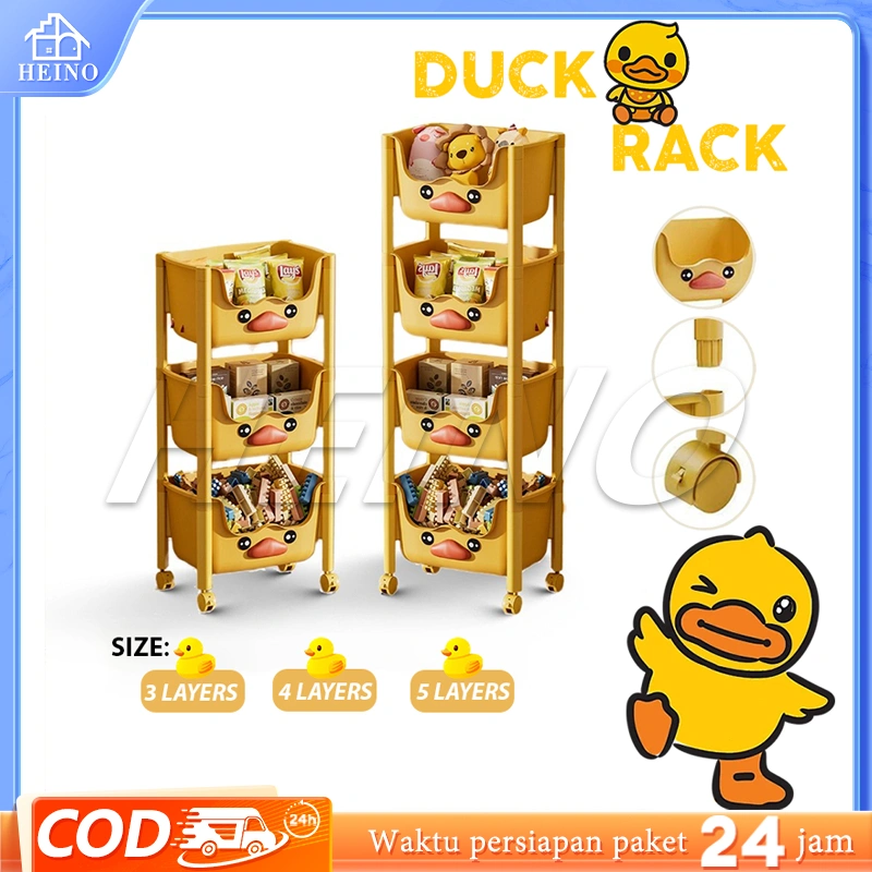 HEINO Rak Buku Portable Rak Susun Serbaguna Tingkat Penyimpanan Mainan Anak Rak Roda Multifungsi Buku Serbaguna Tempat Rak Rak Troli Susun Kapasitas Besar Trolley/Rak Mainan Anak/Rak Dapur/Rak Serbaguna