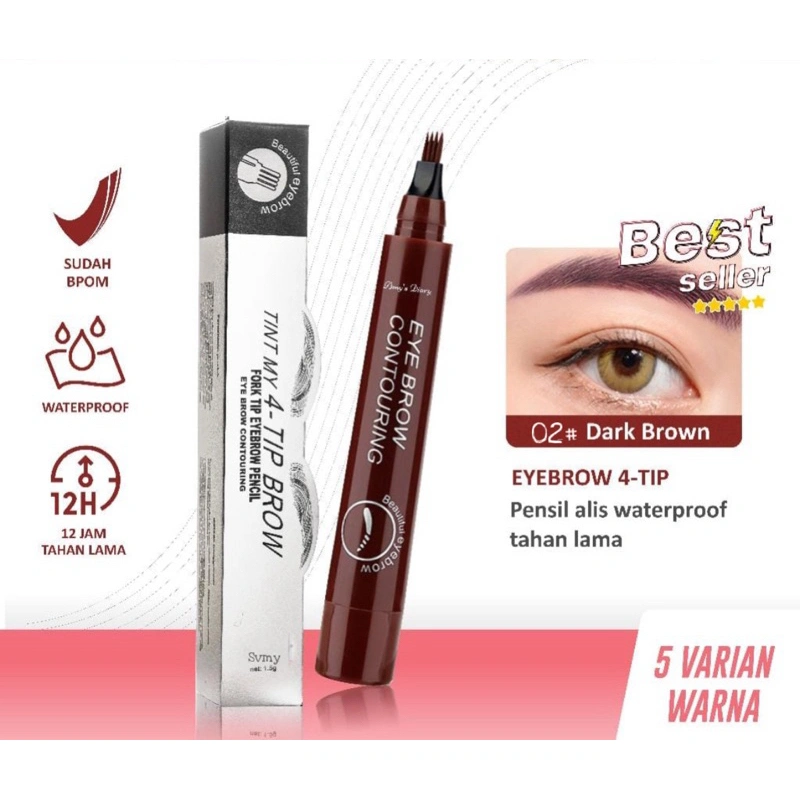 (COD) ready Anti Air Dan Tahan Lama Pensil Alis Tint My 4 Tip Waterproof Eyebrow Stamp Colour Geometry Eyebrow pencil Cetar yurizumi