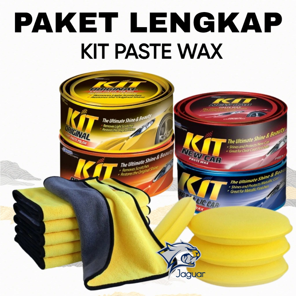PAKET LENGKAP PENGKILAP BODY MOBIL KIT PASTE WAX ORIGINAL, METALLIC, RESTORATIVE, NEW CAR,225 GRAM PRAKTIS SIAP DIGUNAKAN