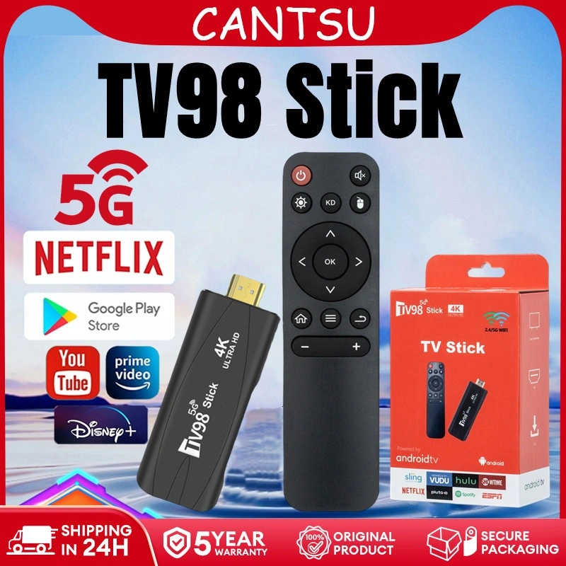 CANTSU TV98 Smart TV Stick 4K 5G WIFI TV Stick TV BOX 16gb Ram 256gb Rom Android 12.0 TV Stick Unlock Android Google Assistant Chromecast Netflix Global English Version