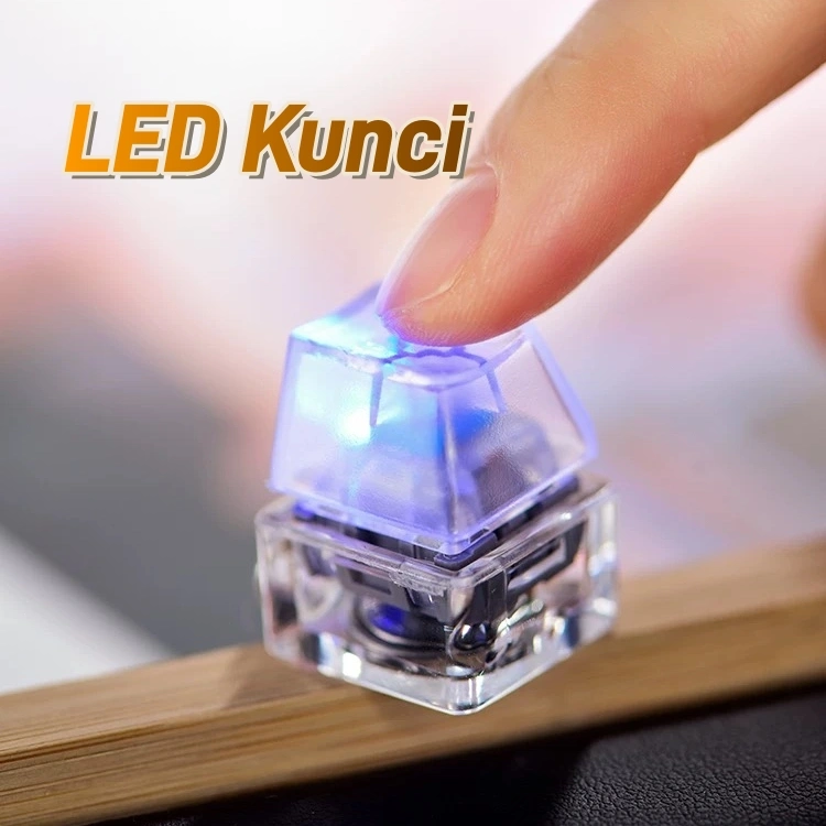 Led Gantungan Kunci Mini Digital Mechanical  Keychain Keyboard RGB Switch Fidget Cube Toy Tombol buka zip