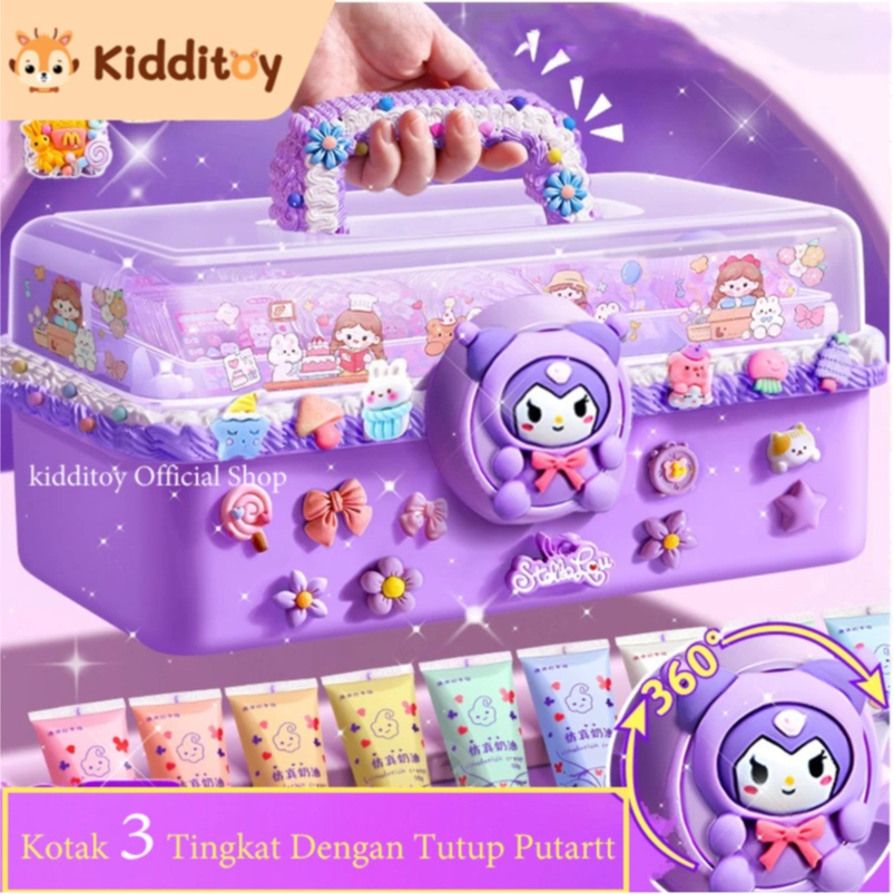 Kidditoy DIY Gantungan Kunci Deco Cream Guka Set 1004 PCS dengan Stiker dan Kotak Ungu