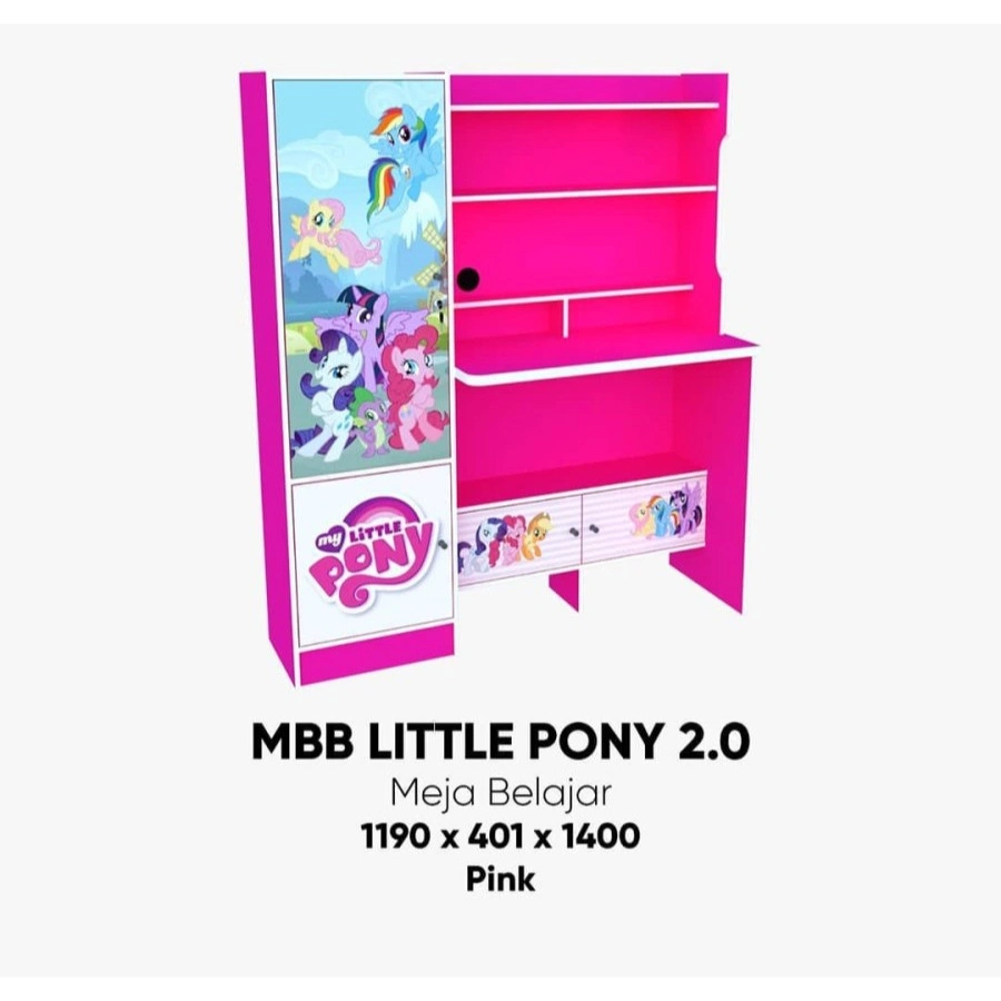 MEJA BELAJAR KARAKTER ANAK MOTIF PINK BIRU