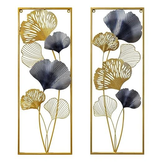 Walldecor Berkah Hiasan Dinding Besi Aesthetic 85x31 Wall Decor Nordic Frame Metal Gold Leaf Gingko