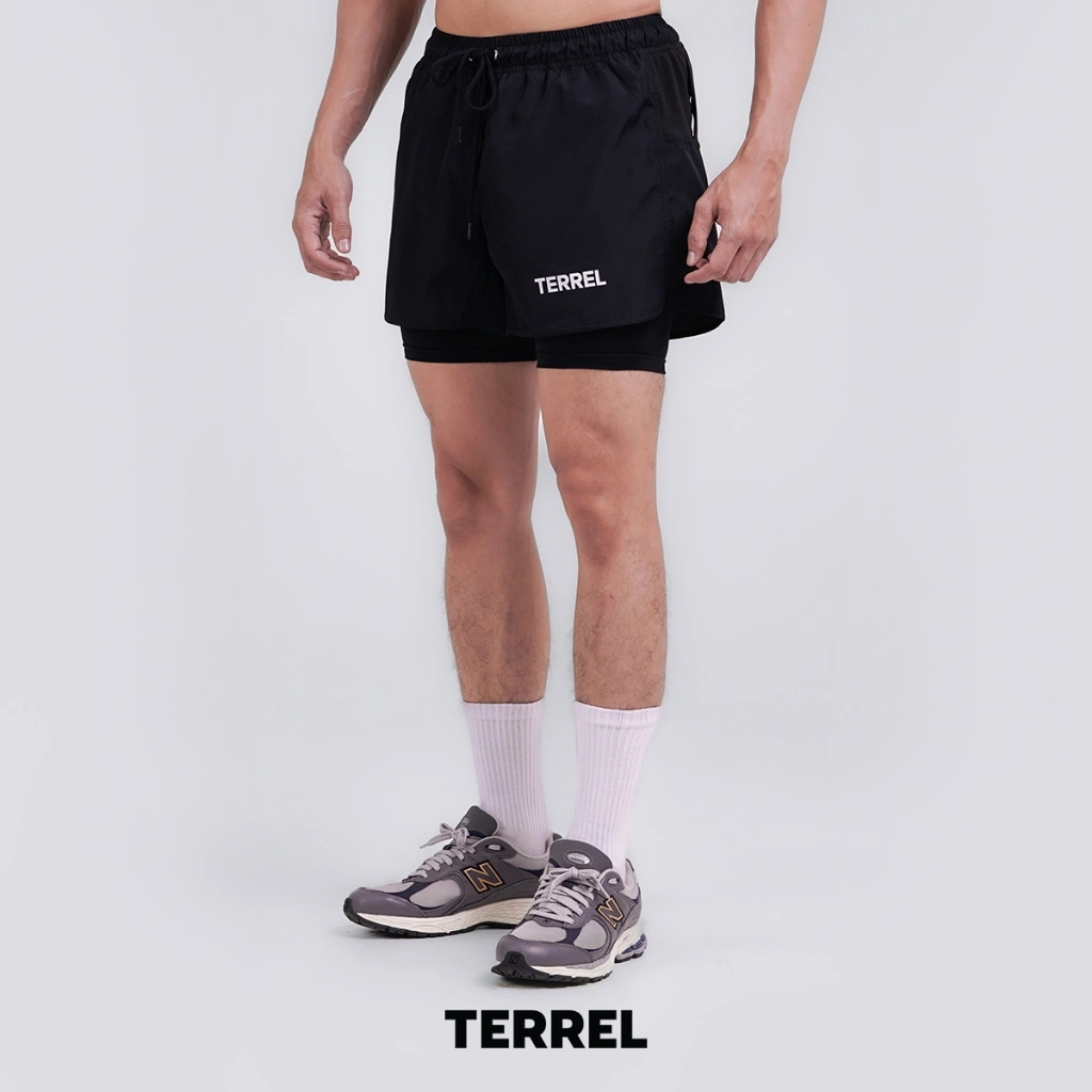 Terrel sportswear Compression Short Black celana olahraga pendek gym running lari pria