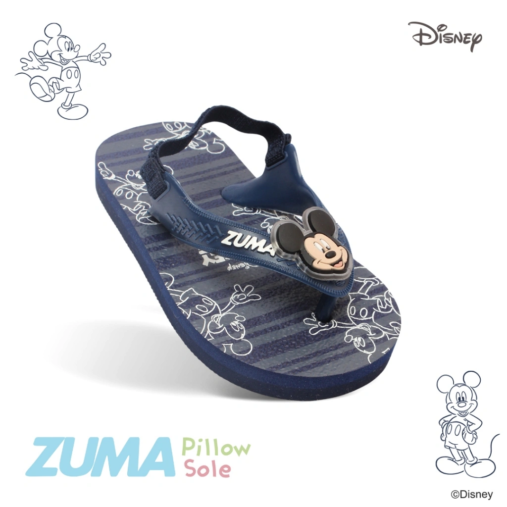 Mickey 2 Zuma Baby Navy, Sandal Jepit Tali Karet Belakang, Biru Dongker