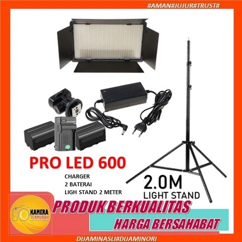 Taffstudio M600 LED Video Light 600+ Lampu Fill Shooting Foto Bandoor + AC Power Lighting Studio Make Up Rias Bi Color Bicolor Kit