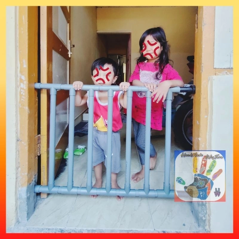 Versi Drat | Pagar Bayi / Baby Safety Gate Berbahan Pipa PVC Ukuran 3/4 Inc