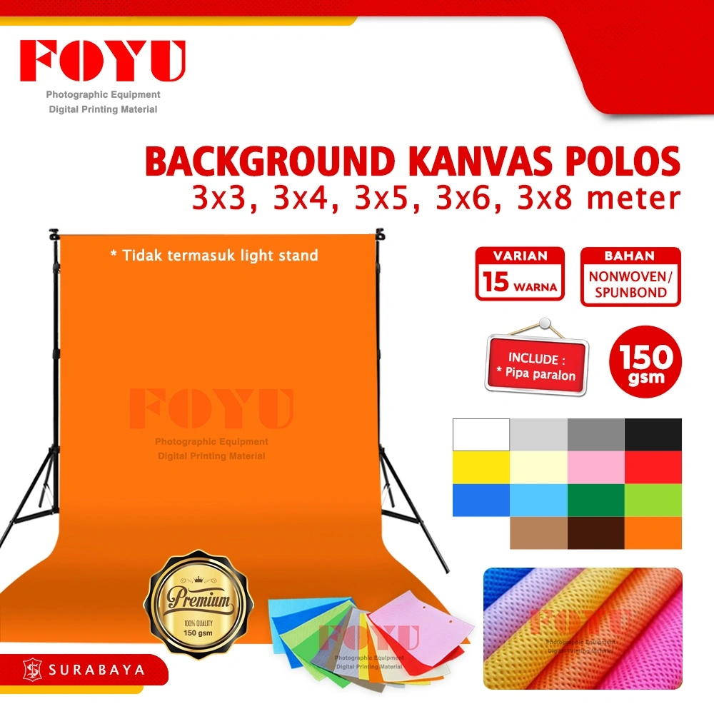 Background Backdrop Foto Photo Self Studio Photobooth Live Kanvas Nonwoven Spunbond Polos Tebal 3x3 3x4 3x5 3x6 3x8 meter