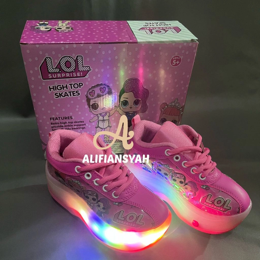Sepatu Roda Anak Roda 4 Model Mobil Pemula Full Menyala Sepatu Roda Karakter 2 in 1 A1103