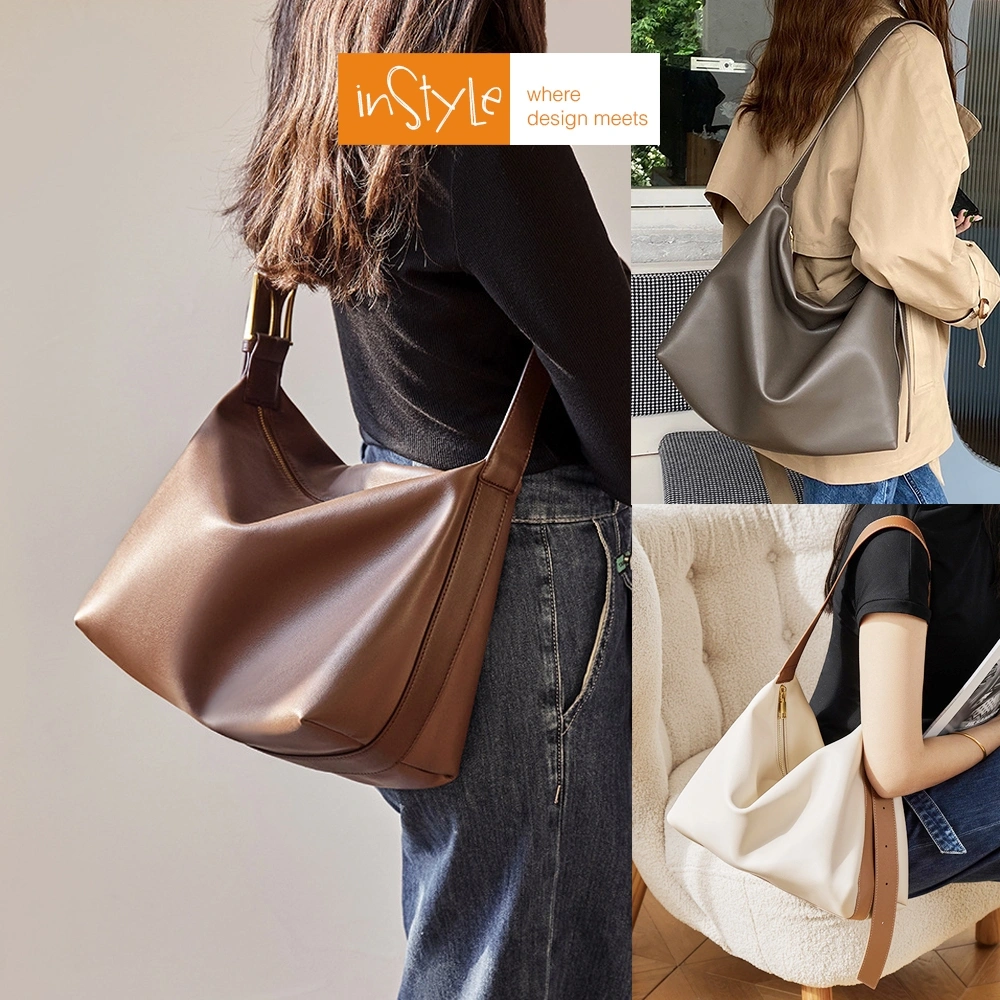 Tas Bahu Selempang Wanita Korean Vintage Style Shoulder Bag Besar Kulit PU Leather Lembut (T2-004)