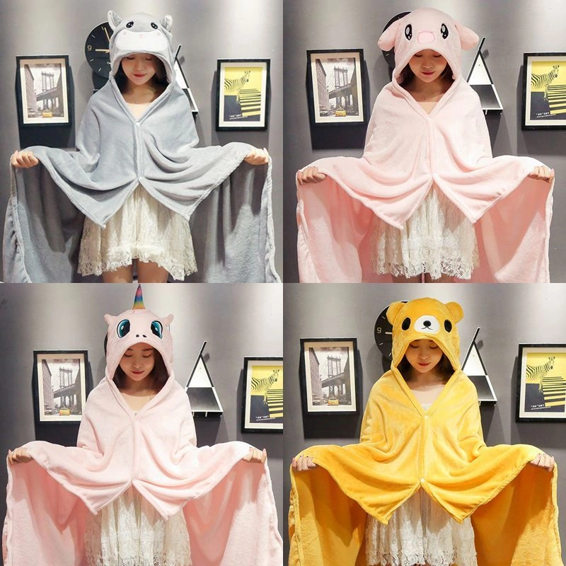 [KKS] B052 Selimut Hoodie Karakter Hamster , Kucing , Unicorn , Beruang / Jubah anak Dewasa