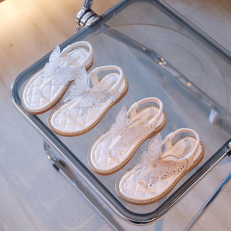 Sandal Pesta Anak Perempuan IMPORT /Sendal Flat Princess BUTTERFLY/Sandal Sepatu Anak Perempuan size 26-37