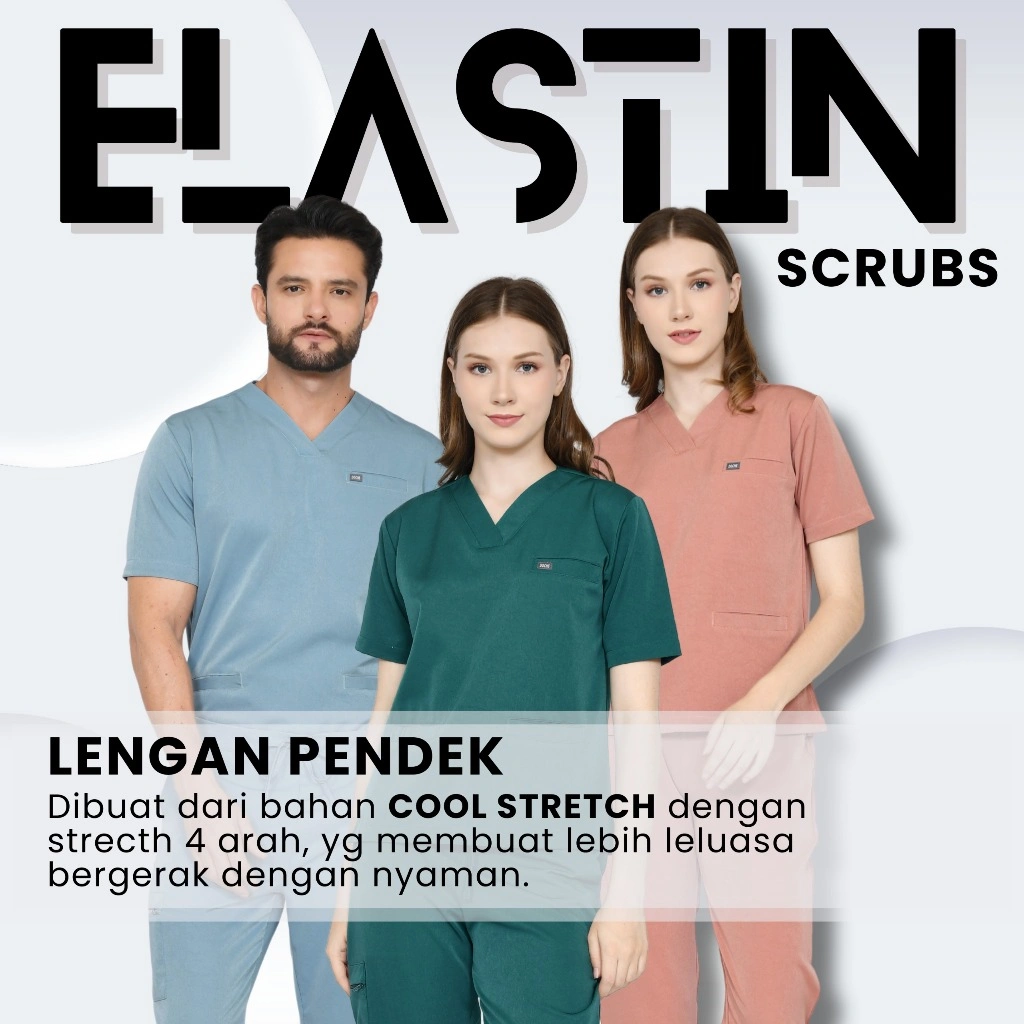 ELASTIN Scrubs / Baju OK / Baju Jaga Lengan Pendek (The Prime Scrubs By DOCHS MEDIC)