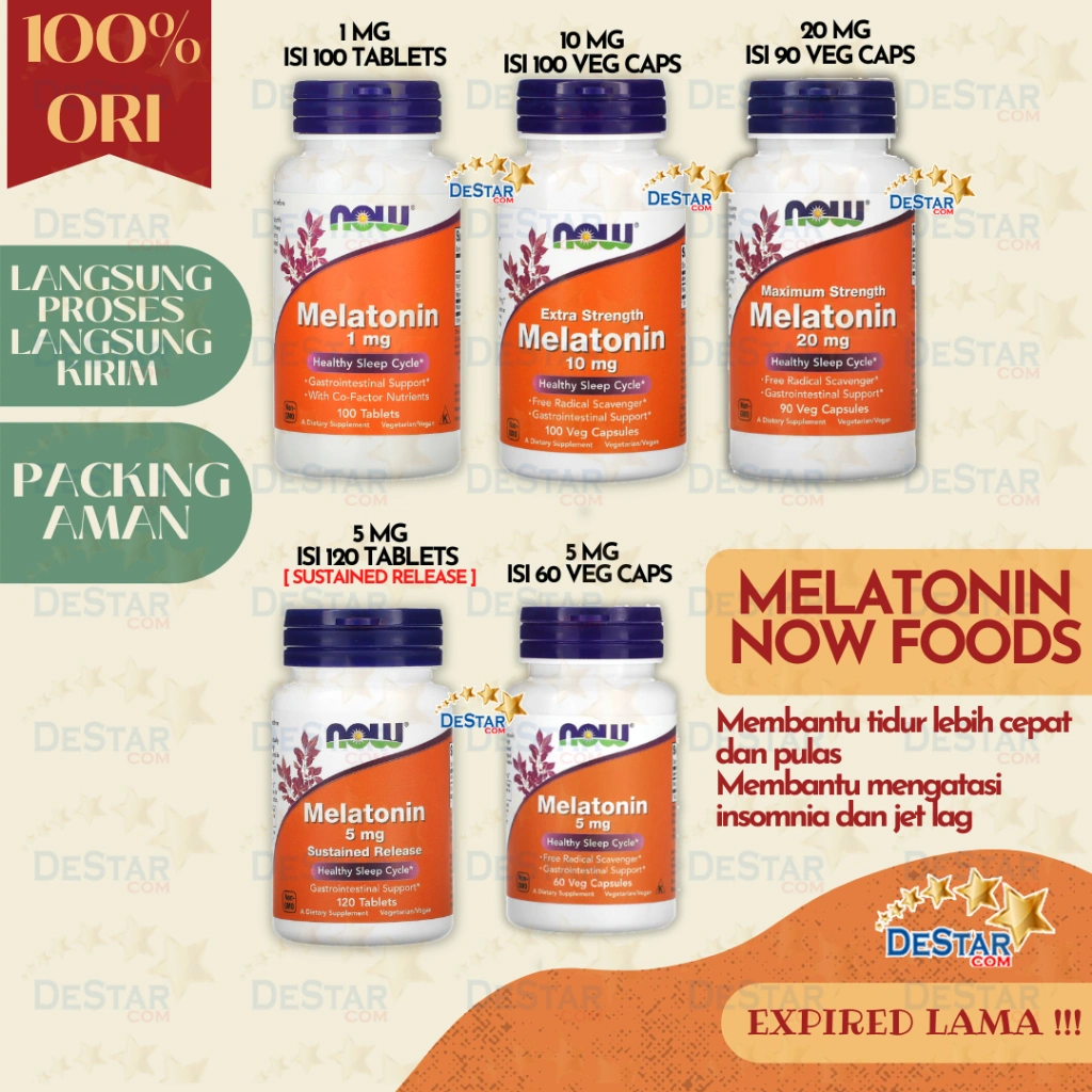 MELATONIN NOW FOODS 1 / 3 / 5 / 10 / 20 MG INSOMNIA SUSAH TIDUR SLEEP AID