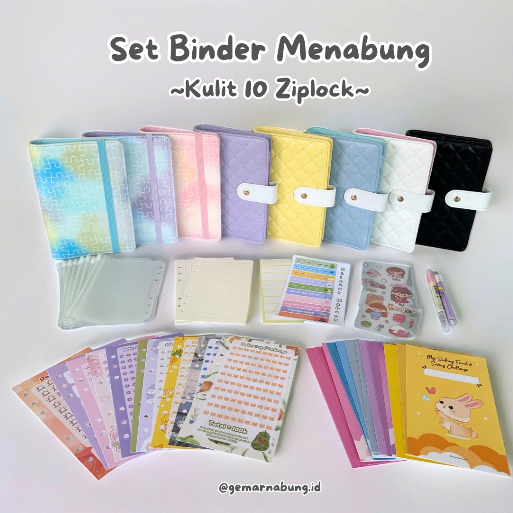 Paket Binder Keuangan Lengkap A6 Set 10 Ziplock Premium, Menabung Sinking Fund Seru