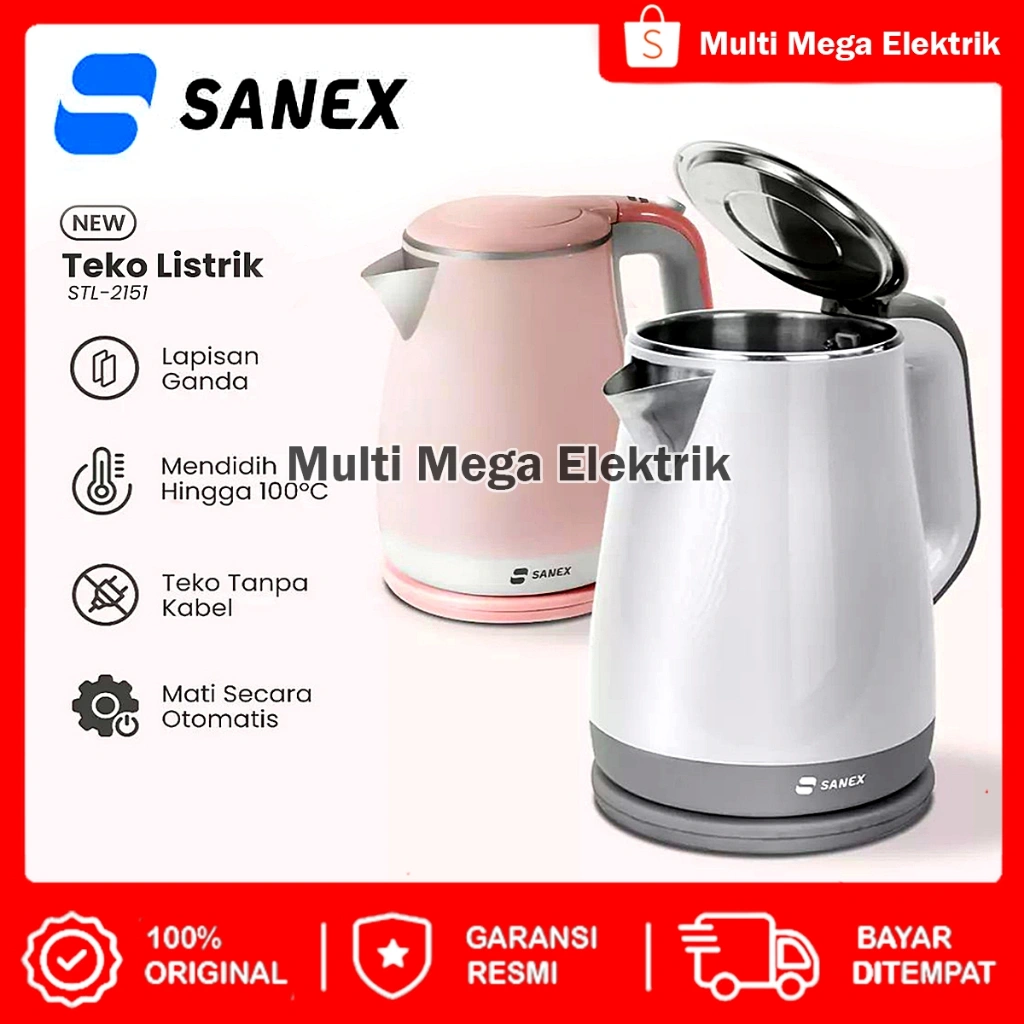 SANEX TEKO LISTRIK STL-2151 PEMANAS AIR ELECTRIC KETTLE KETEL BESAR OTOMATIS 480 WATT
