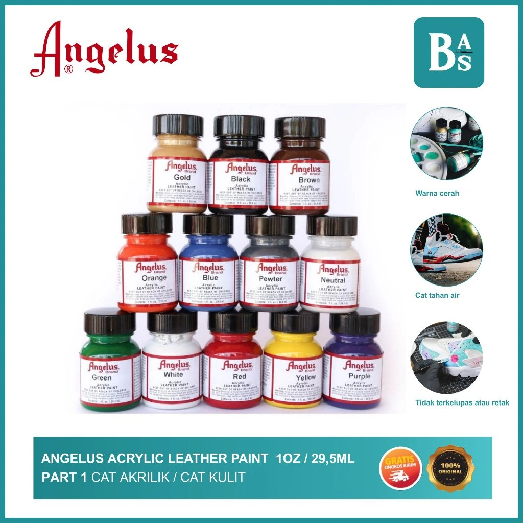 Angelus - Acrylic Leather Paint - Cat Sepatu Kulit - Cat Akrilik 1oz 29.5ml - Bali Art Supplies Part 1/3