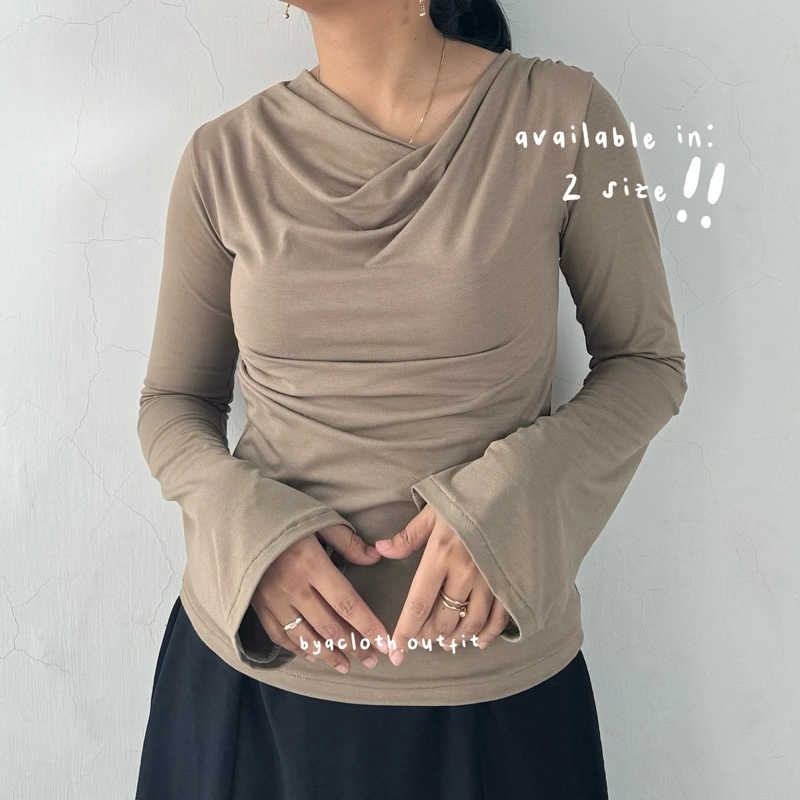 BYACLOTH - Nala Top - Atasan Knit Basic Wanita Kaos Rayon Stretch Korean Top Baju Wanita Lengan Panjang Long Sleeve
