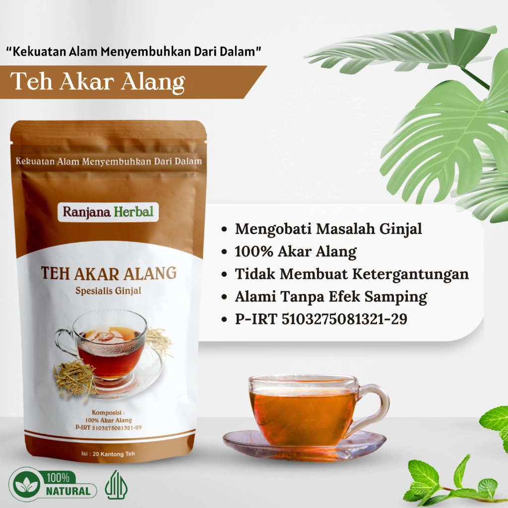 Ranjana Herbal Teh Celup Herbal Akar Alang-Alang Obat Gagal Ginjal Cuci Darah Kemih Prostat Kencing Netes Berbusa