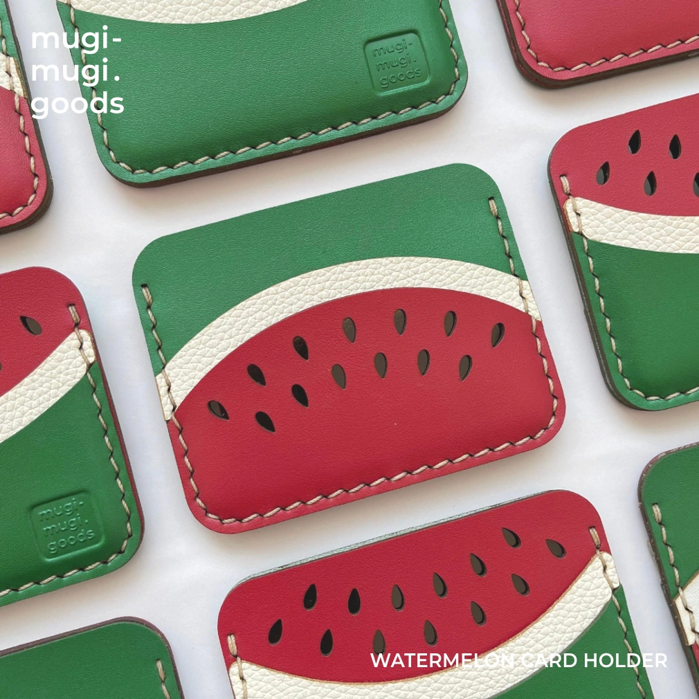 MUGI MUGI | WATERMELON Card Holder | Dompet Kartu Kulit Pria Wanita | Donasi Palestina Semangka