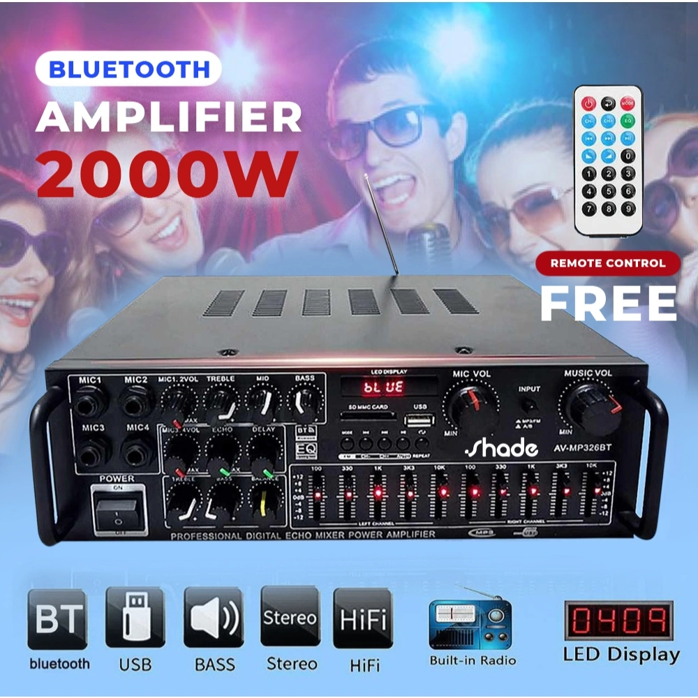 {BISA COD} NEW~SHADE Audio Original AV-MP326BT - Amplifier Bluetooth USB/SD/FM/MP3 - AUDIO POWER AMPLIFIER~TC