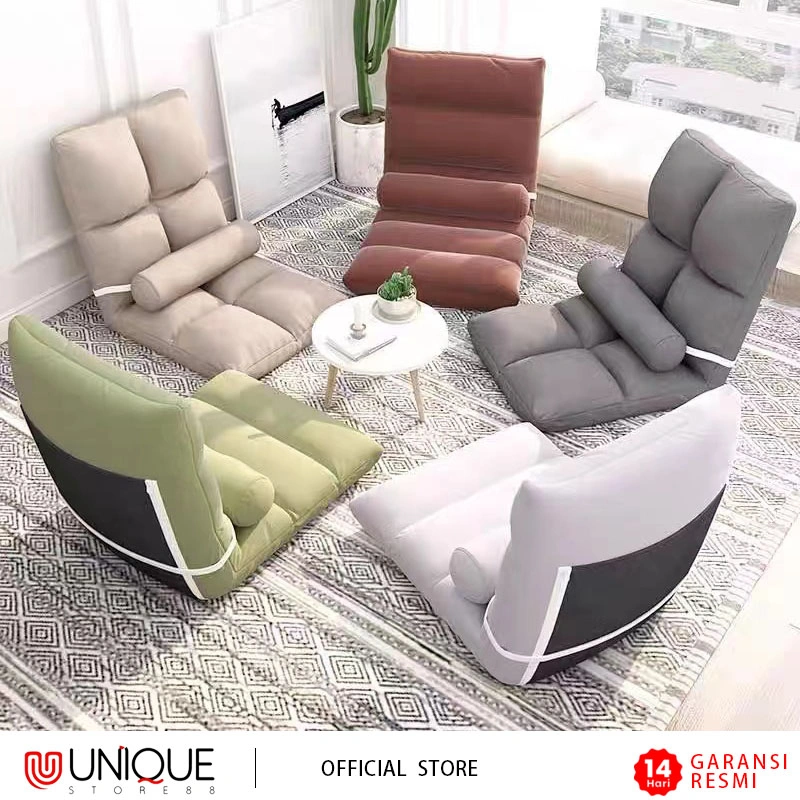 Kursi Lesehan Lipat dengan Sandaran & Bantal Jumbo | Sofa Lantai Empuk Multifungsi untuk Gaming Belajar & Santai