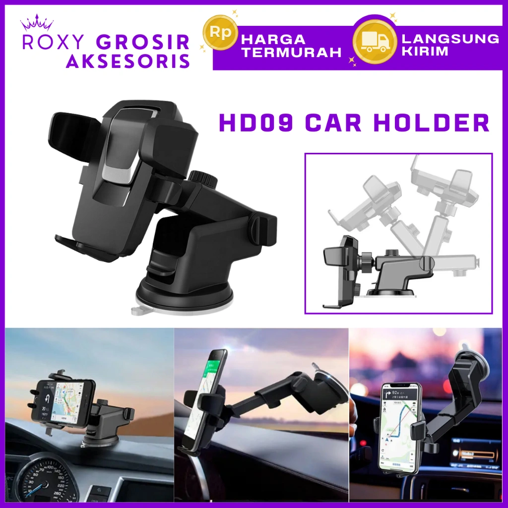 Car Phone Holder Mobil HD09 Stand Handphone Dudukan Hp Dashboard dan Kaca HD-09