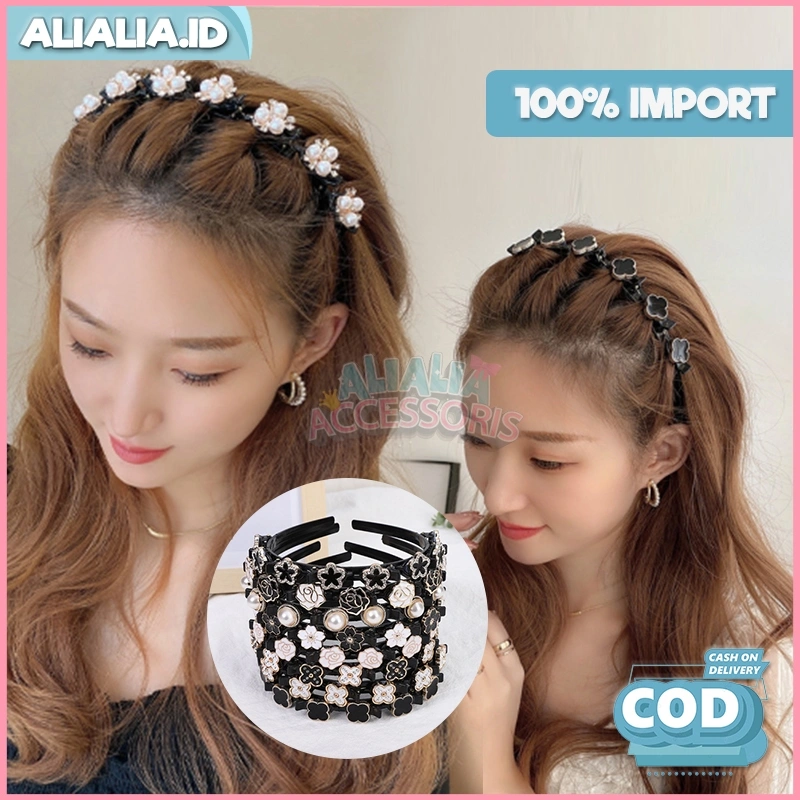 Bando Korea Dewasa Motif Bunga Aksesoris Rambut Lucu Anak Perempuan Gaya Kekinian Kualitas Import