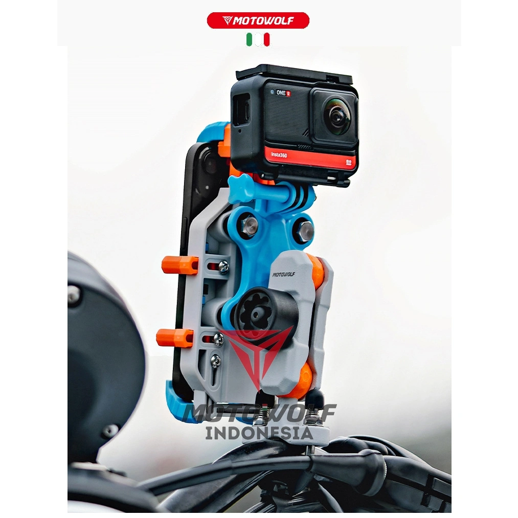 Motowolf Phone Holder Motor Anti Getar Plus Braket Action Cam 2827D
