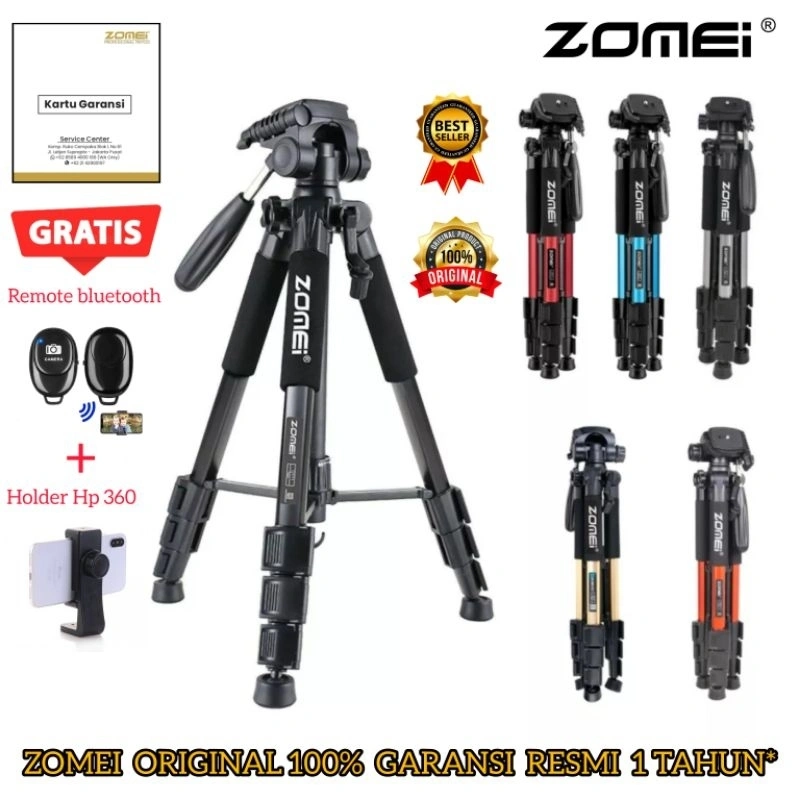 ZOMEI Q111 Profesional Tripod Portable for Kamera DSLR Mirrorless Video Camcorder dan Hp Smartphone