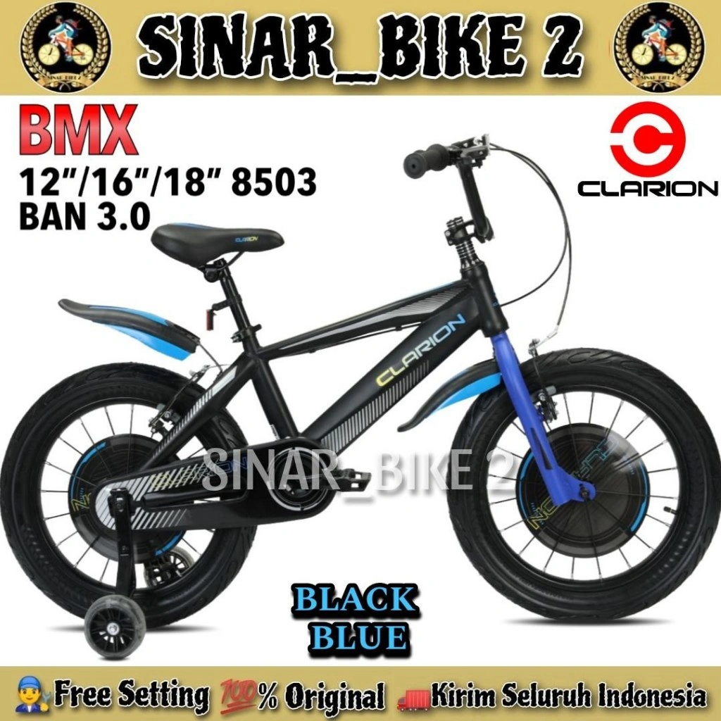 Sepeda Anak Laki BMX CLARION 8503 // CLARION 9920 // CLARION CL 9923 Ban Jumbo 3.0 // ATLANTIS AT BM 402 JQ BAN 2.50 // BMX TREMOR TM 1601-3.0 VB Ban 3.0 // BMX EXOTIC ET 9987 TR BAN 3.0 CYBORG NINJA Ukuran 12 16 18 Inch