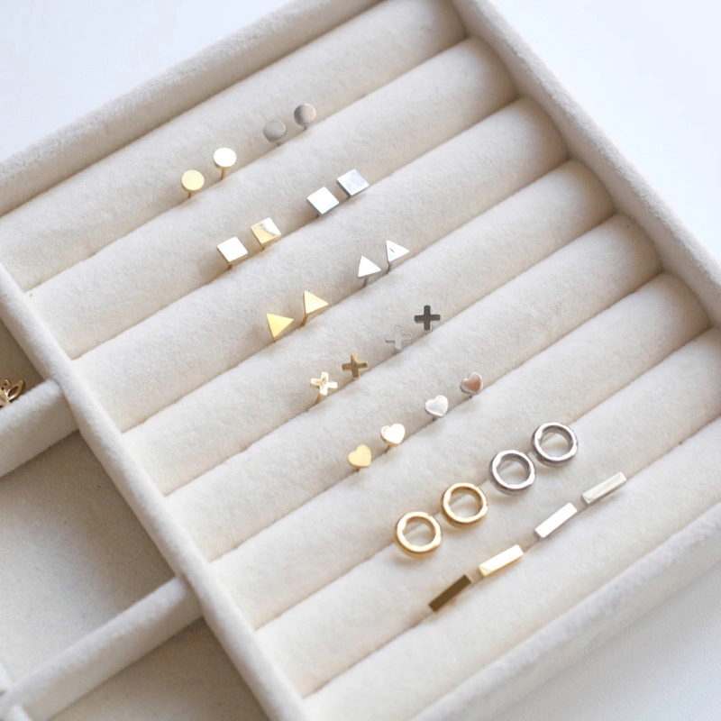 Ark.co - GEOMETRY series earrings TITANIUM | anting anti karat stainless steel tusuk studs geometrik minimalis