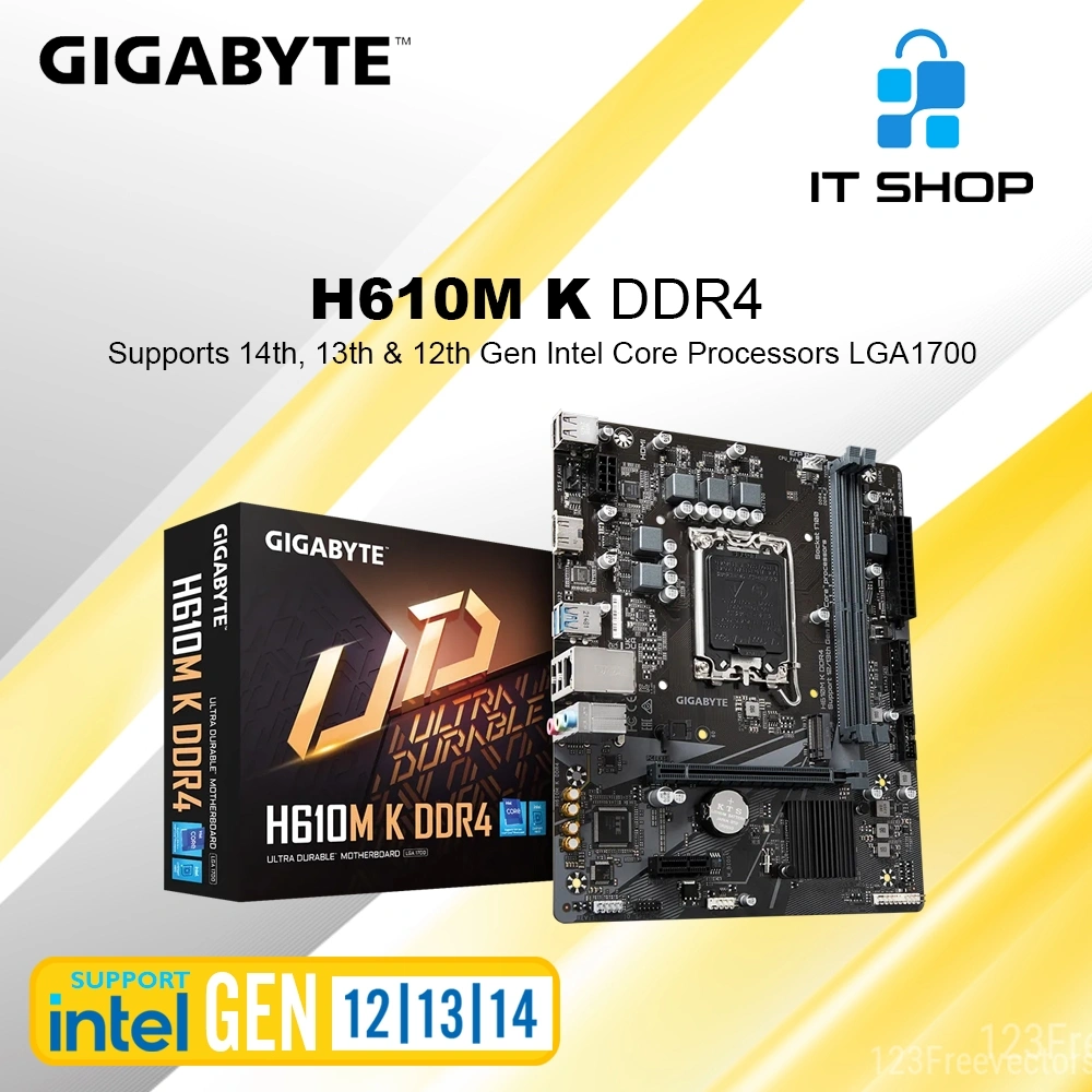 Motherboard Gigabyte H610M K DDR4 - LGA1700 - Gen 12 , Gen 13, dan Gen 14