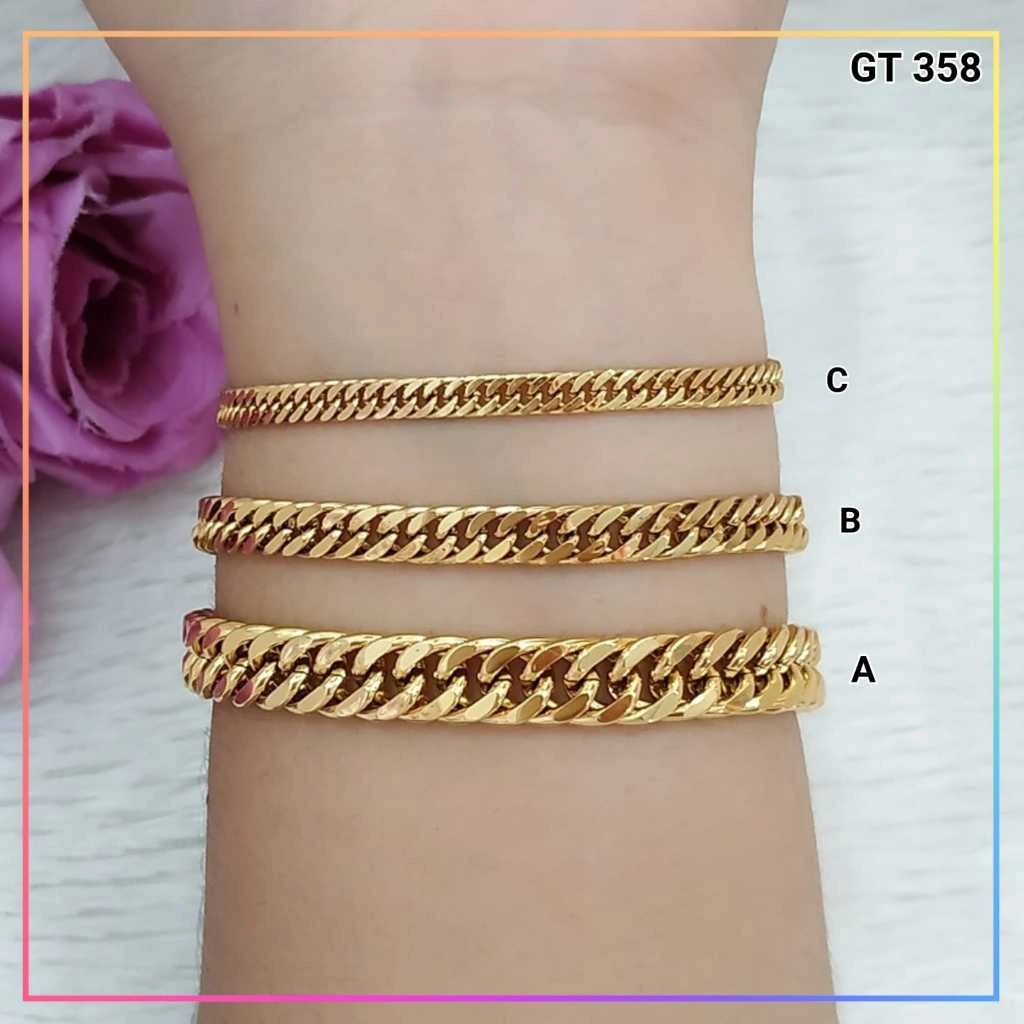 Good Jewelry Gelang titanium stainless/steel rantai tebal polos perhiasan wanita anti karat GT 358