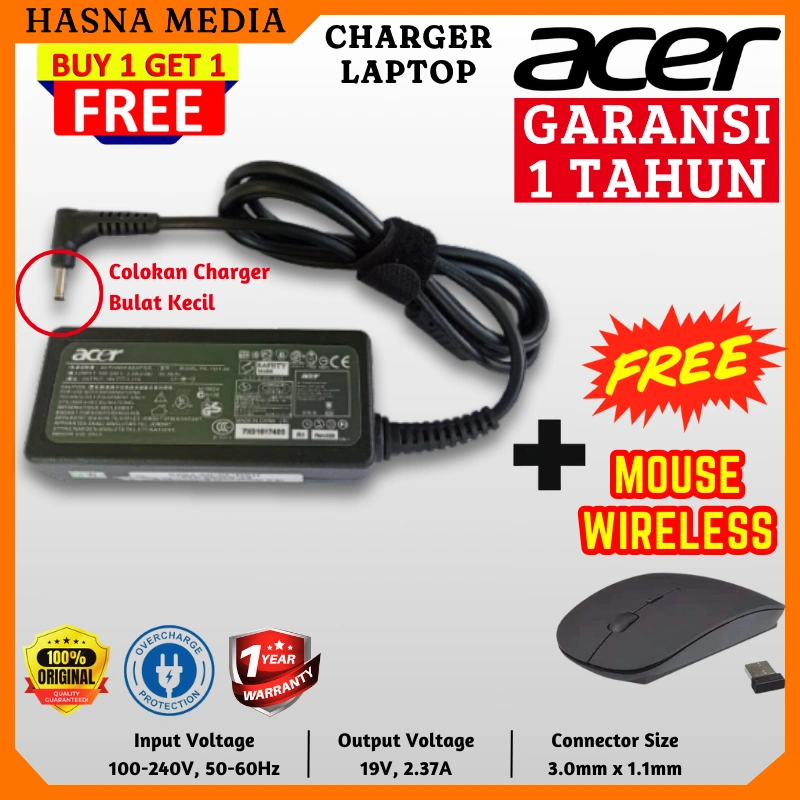 ORIGINAL Charger Laptop Acer Aspire 3 A314 Aspire 5 A514 A515 Swift 3 19V 2.37A 45W 3.0*1.1