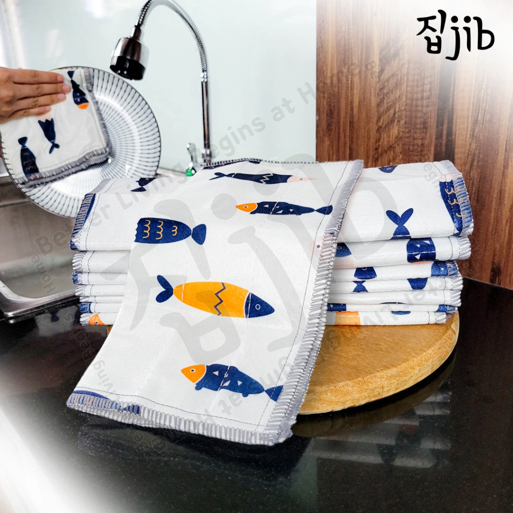 JIB Kitchen Dishcloth / Kain Lap Dapur / Dish Towel Anti Minyak / Serbet Daya Serap Tinggi / Handuk Dapur